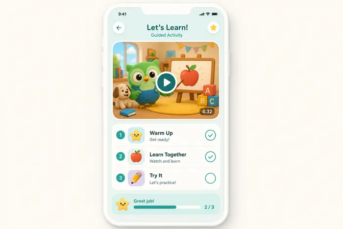 Ninio app guided activity session screen