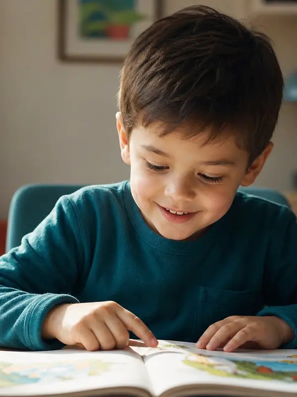 Child enjoying reading a picture book